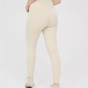 OFFLINE By Aerie Ribbed High Waisted Leggings in Color: Soft Oat Size Large